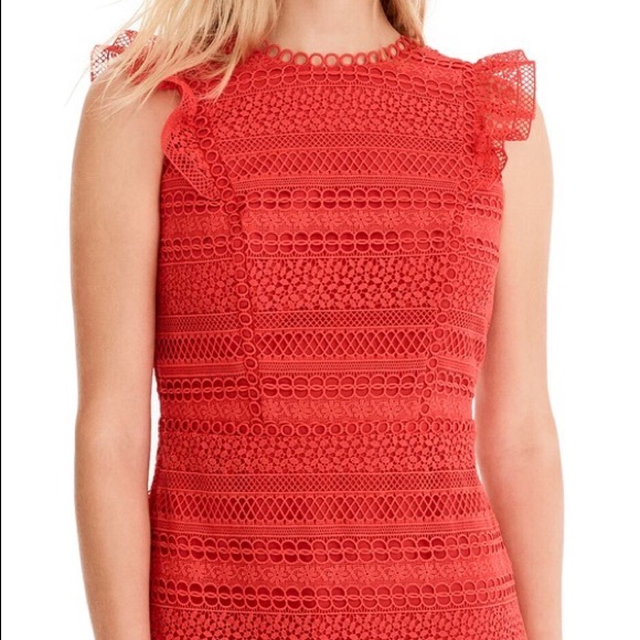 J. Crew Cap Sleeve Ruffle Dress in Mixed Lace - Picture 3 of 4